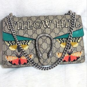 Auth💞GG Supreme Monogram Willow Hill Embroidered Dionysus Shoulder Bag